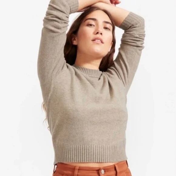 EVERLANE ReCashmere Vintage Cashmere-Wool Sweater Heathered Oatmeal Sand Size S - Picture 1 of 9